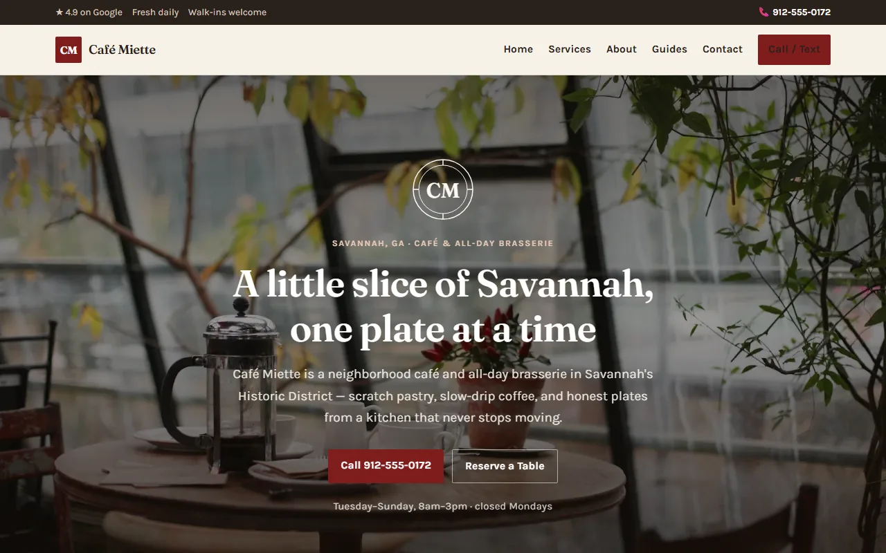 Brasserie template — Café & Brasserie demo site